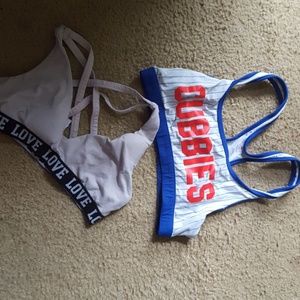 2 pink bras one sports one regular wear